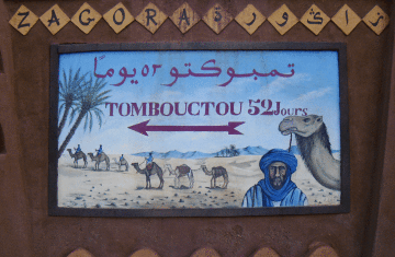 Wegweiser Tombouctou Zagora Marokko